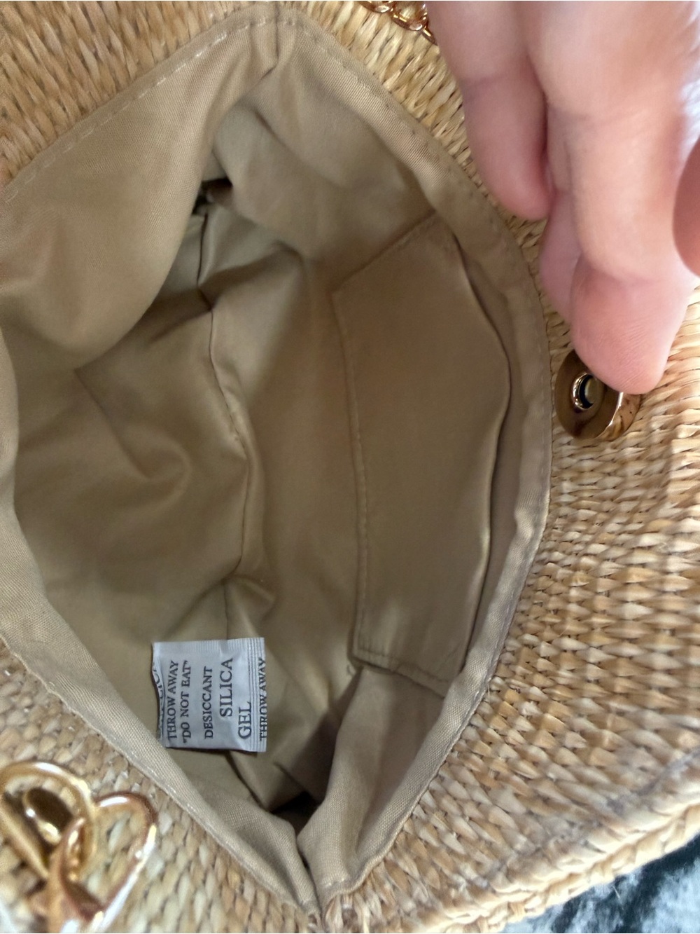 Savannah Natural Straw Mini Handbag with Gold Studs & Chain - Picture 7 of 14